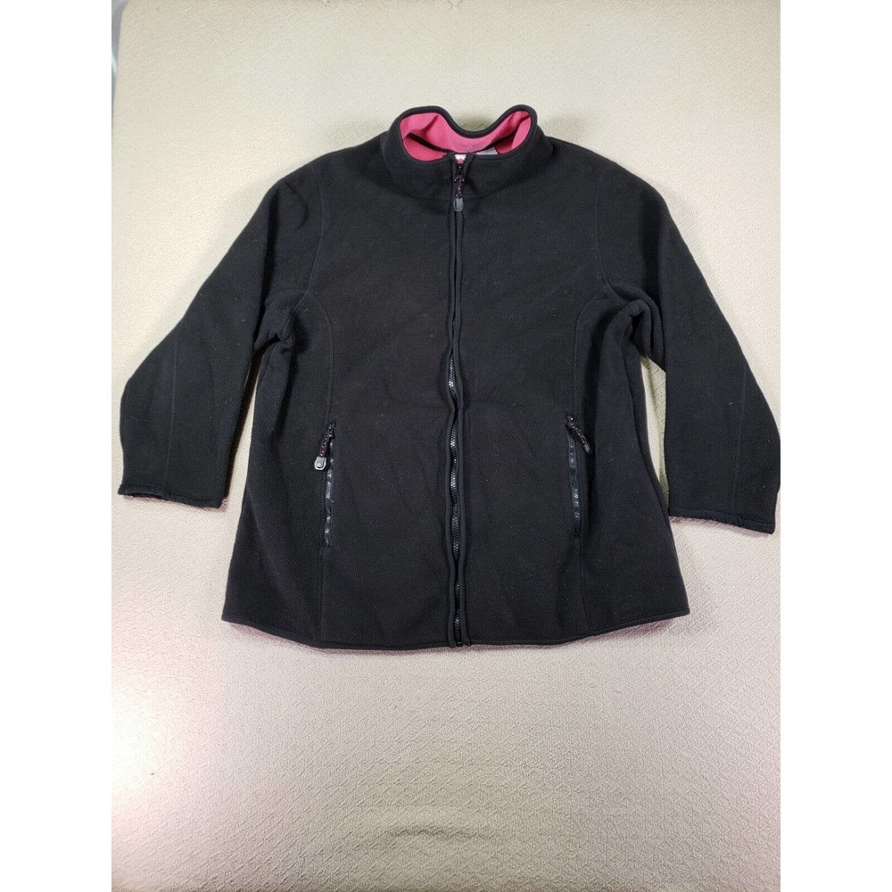 Pro Spirit Sweater Womens 1X Plus Black Sport Fleece Long Sleeve Full Zip Collar